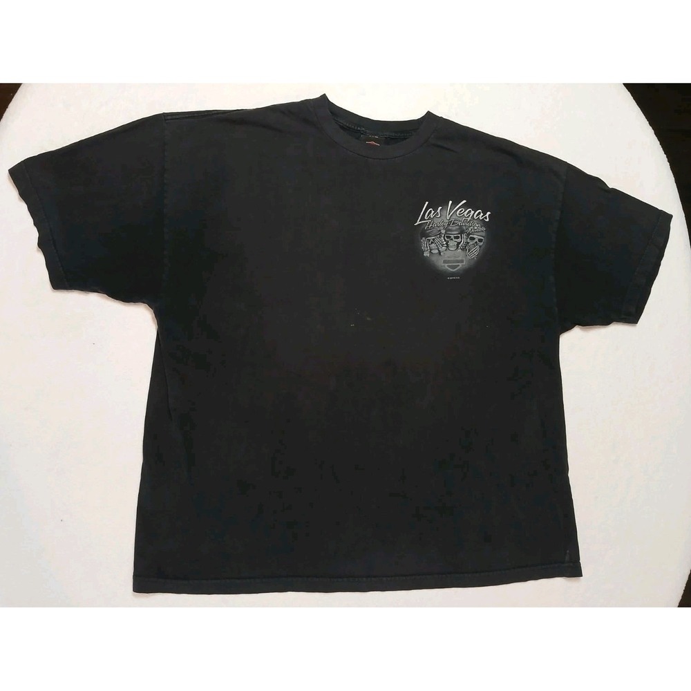 VTG 2016 Harley Davidson Las Vegas T Shirt Mens 3XL Skeleton Poker Casino